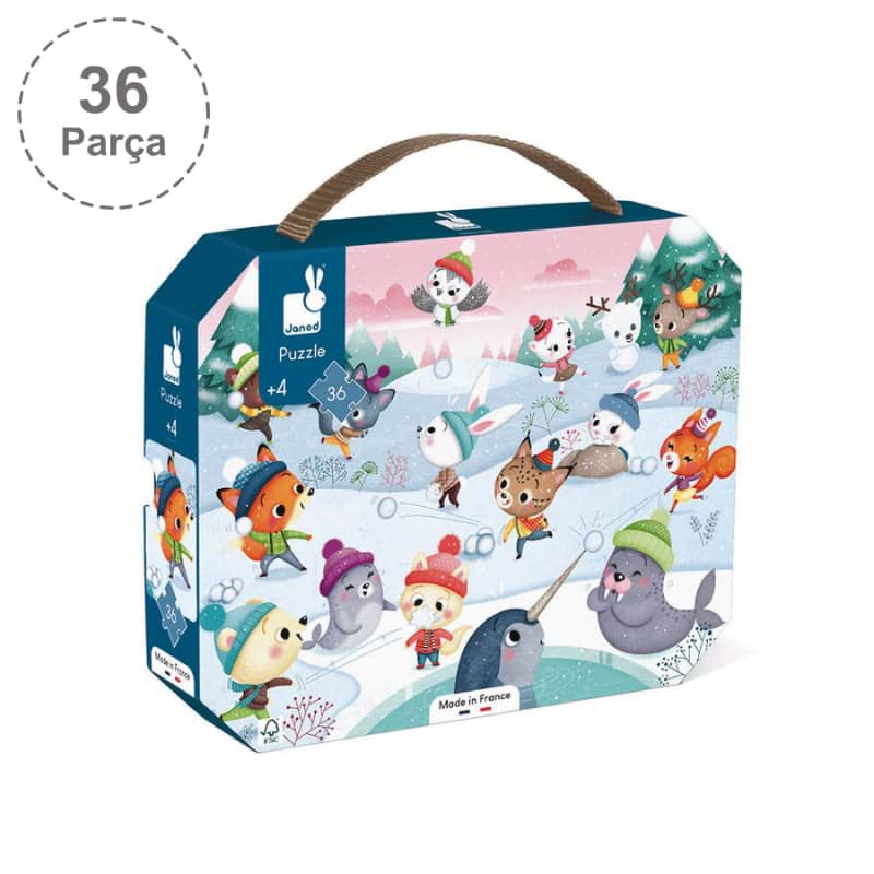 Janod 36 Parça Çantalı Puzzle - Kar Partisi resmi